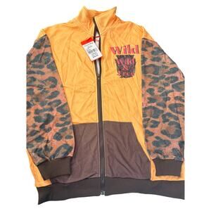 American Bling Wild/Free Zip up Jacket NWT Large Orange Brown